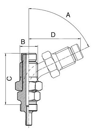 B&H conector giratorio M 45° Niquel M10x1,25