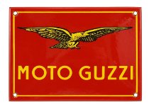 Moto Guzzi Cartel de chapa logo antiguo, 10x14 rojo, esmaltado