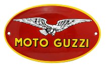 Moto Guzzi Plaque en tôle nouveau logo oval 10x16,5 cm, rouge