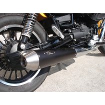 Agostini Silencer kit, conical, stainless steel, black, Euro4 - Moto Guzzi V9 Bobber, Roamer