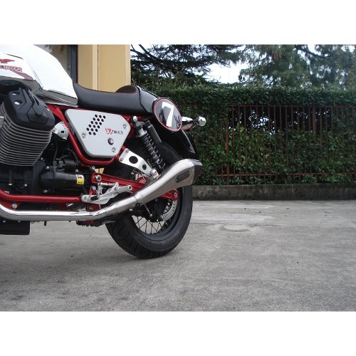 Agostini Silencer kit, mat, high, with homologation - Moto Guzzi V7 I+II Racer, Café