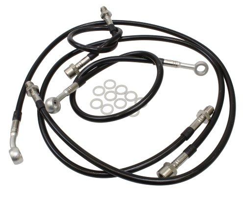 Spiegler Brake hose kit, 4 parts, black/silver - Moto Guzzi 850 T4