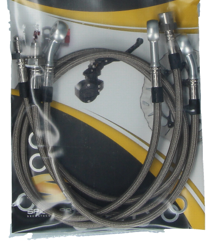 Spiegler Brake hose kit Moto Guzzi 350 V35 Imola 3 pieces, w/o shrink hose, silver