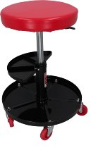SD-TEC Workshop stool, height adjustable, red, with tool tray