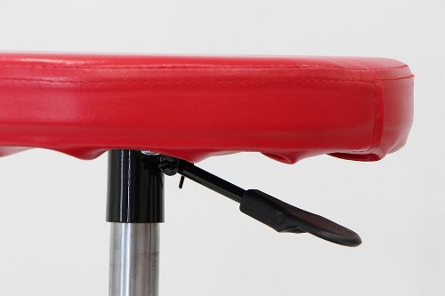 SD-TEC Workshop stool, height adjustable, red, with tool tray