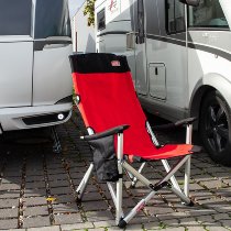 SD-TEC Silla de camping para exteriores, roja/negra con portavasos y bolsa de transporte