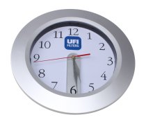 UFI Clock, silver/white