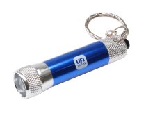UFI Schlüsselanhänger inkl. LED Taschenlampe, blau metallic / silber
