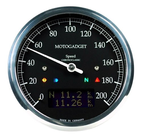 motogadget Chronoclassic 10 schwarze LCD, polierter Ring