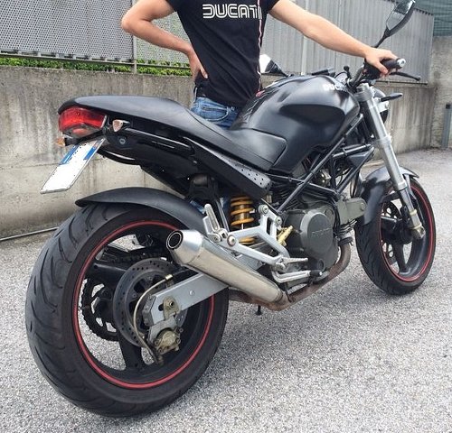 Juego de escape Mistral, cónico, corto, VA, pulido, con EG-ABE - Ducati 400-1000 Monster, Multistrad
