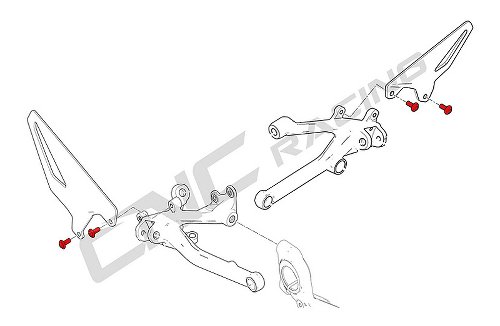 CNC Racing Screw set, M5x12, 4 pcs, various applications, red - Ducati, MV Agusta