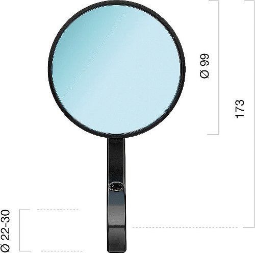 Rizoma Mirror Eccentrico left, right usable, silver, black - universally usable