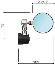 Rizoma Spiegel SPY-R links, rechts, schwarz - universal verwendbar Ohne ABE, Durchmesser 57 mm