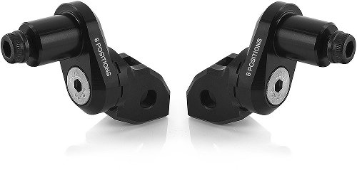 Rizoma adaptateurs réglables excentriques pour repose-pieds pilote, noir