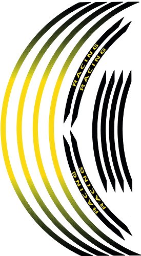 Sticker bead of rim racing, black, yellow