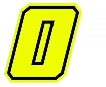 Aufkleber Startnummer -0- gelb fluoreszierend H=10cm