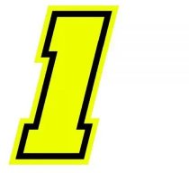 Aufkleber Startnummer -1- gelb fluoreszierend H=10cm