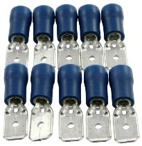 Flat pin plug 6,8mm male, blue, 10 pieces