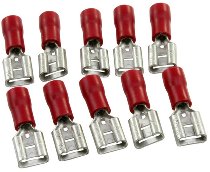 Flat pin plug 6,8mm female, red 10 pieces
