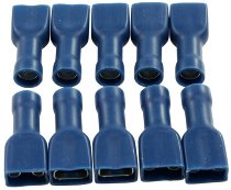 Flat pin plug in 6,8mm female, blue isolated 10 pieces