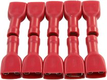 Flat pin plug in 6,8mm female, red isolated 10 pieces