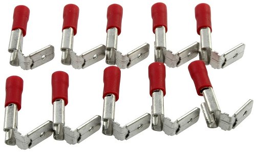 Flat pin plug 6,8mm female, red branch 10 pieces
