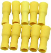 Round pin plug 5mm female, yellow 10 pieces