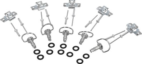 SD-Tec Quick release fasteners set of 5, 17mm, silver, with rivet plate