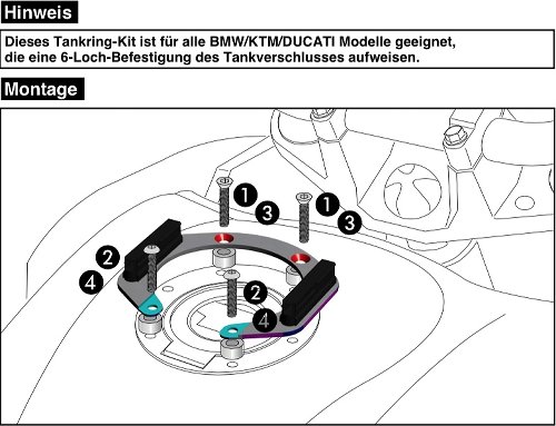 Hepco & Becker Tankring Lock-it inkl. Tankrucksackverschlusseinheit,Schwarz- BMW K1200 R(2005-2008)