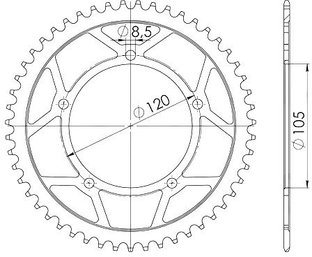 Supersprox acier roue d`entrainement 415 - 51Z (noir)