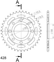 Supersprox acero rueda de cadena 428 - 39Z (negro)
