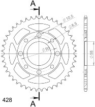 Supersprox acero rueda de cadena 428 - 44Z (negro)