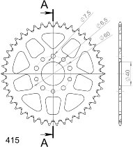 Supersprox Aluminium Chain wheel 415 - 42Z (black)