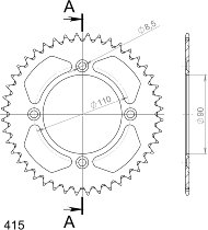 Supersprox aluminium roue d`entrainement 415 - 44Z (noir)