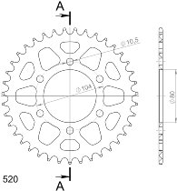Supersprox Aluminium Chain wheel 520 - 39Z (gold)