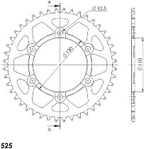 Supersprox Aluminium Chain wheel 525 - 44Z (black)