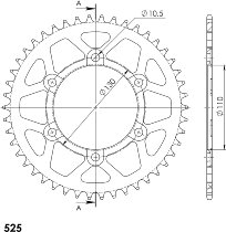 Supersprox Aluminium Chain wheel 525 - 46Z (red)
