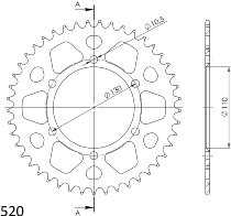 Supersprox aluminium roue d`entrainement 520 - 44Z (rouge)