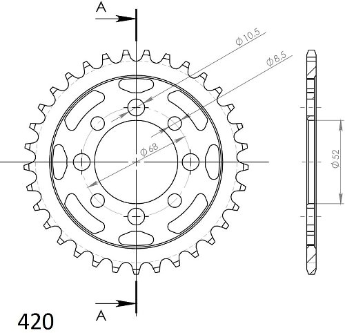 Supersprox acciaio rocchetto per catena 420 - 30Z (nero)