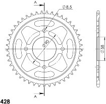 Supersprox Steel Edge roue d`entrainement 428 - 45Z (noir)