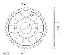 Supersprox acero rueda de cadena 520 - 44Z (negro)