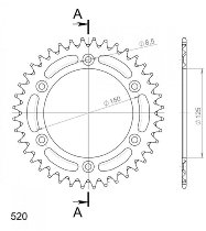 Supersprox aluminium roue d`entrainement 520 - 38Z (noir)