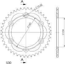 Supersprox aluminio rueda de cadena 530 - 43Z (rojo)