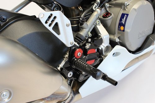 Sistema de reposapiés Gilles VCR38GT, con homologación, ajustable, negro - Ducati 955 V2, 959 Paniga