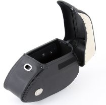 Hepco & Becker Leather single bag Ivory right for tube saddlebag carrier, Black / Ivory