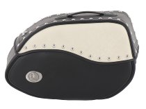 Hepco & Becker Leather single bag Ivory right for tube saddlebag carrier, Black / Ivory