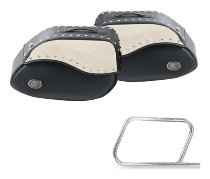 Hepco & Becker Leatherbags Ivory for tube saddlebag carrier, Black / Ivory
