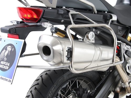 Hepco & Becker Sidecarrier Cutout stainless steel + Xplorer sideboxes, Silver - BMW F 850 GS