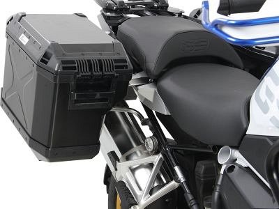 Hepco & Becker Sidecarrier Cutout stainless steel + Xplorer sideboxes, Black - BMW R1250 GS