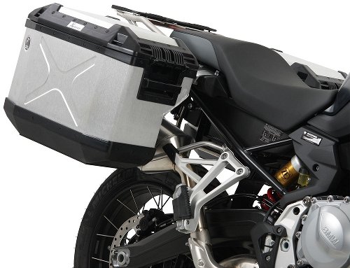 Hepco & Becker Sidecarrier Cutout stainless steel + Xplorer sideboxes,Silver - BMW F850 GS Adventure